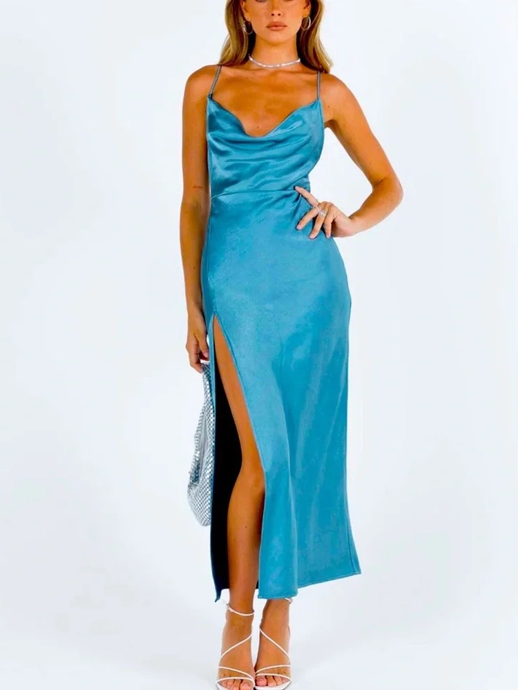 Nwt Lioness Walk The Line Midi Dress In Blue Size M